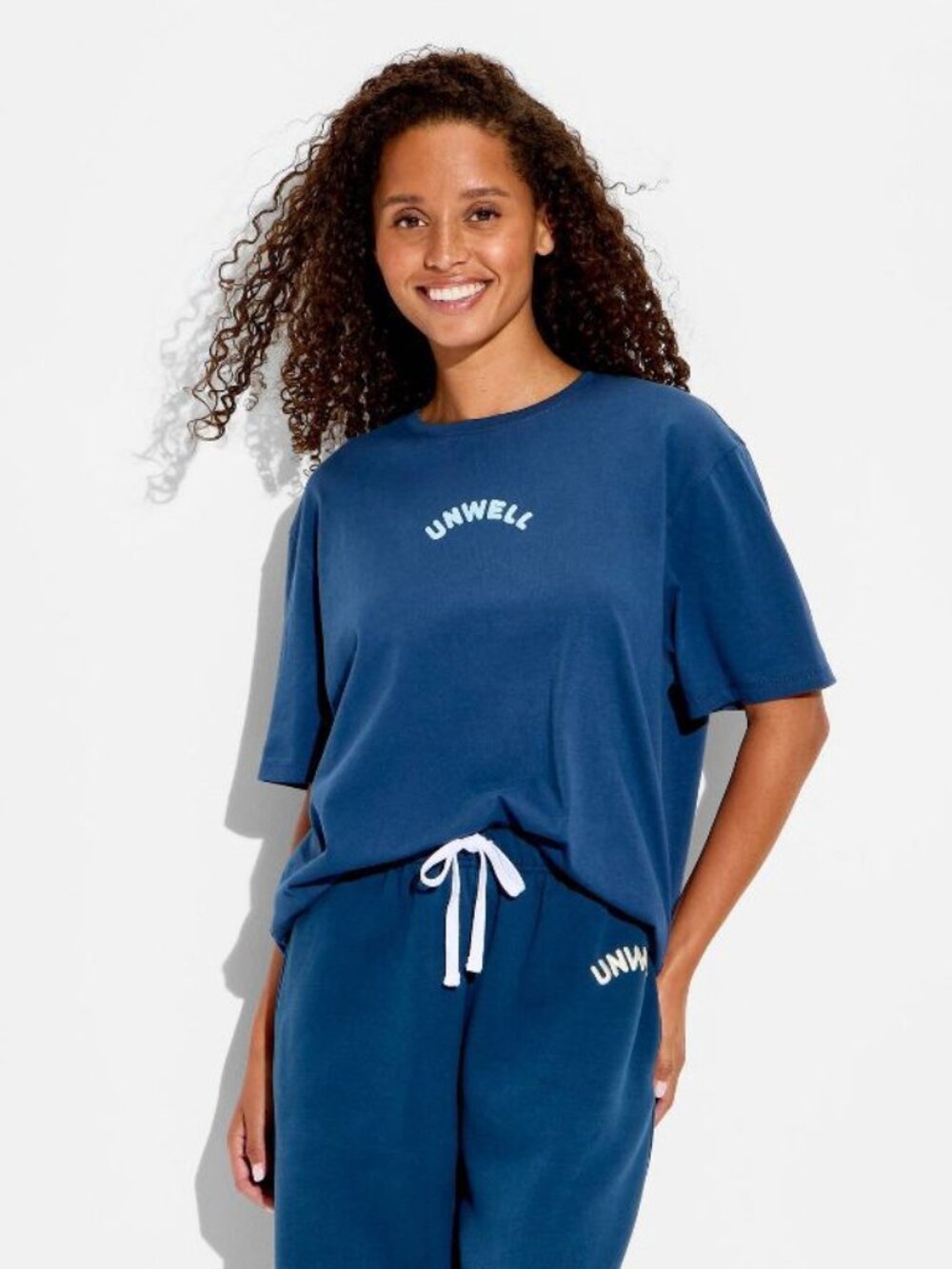 NEW Women's Unwell Oversized Short Sleeve Graphic T-Shirt Navy